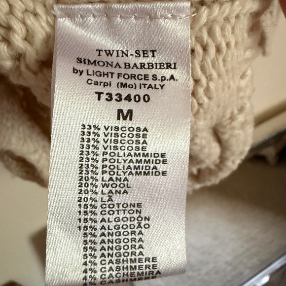 Twin-Set Simona Barbieri Italian Knit Sweater with Bow & Cutout Sleeves – Size M - Picture 7 of 9